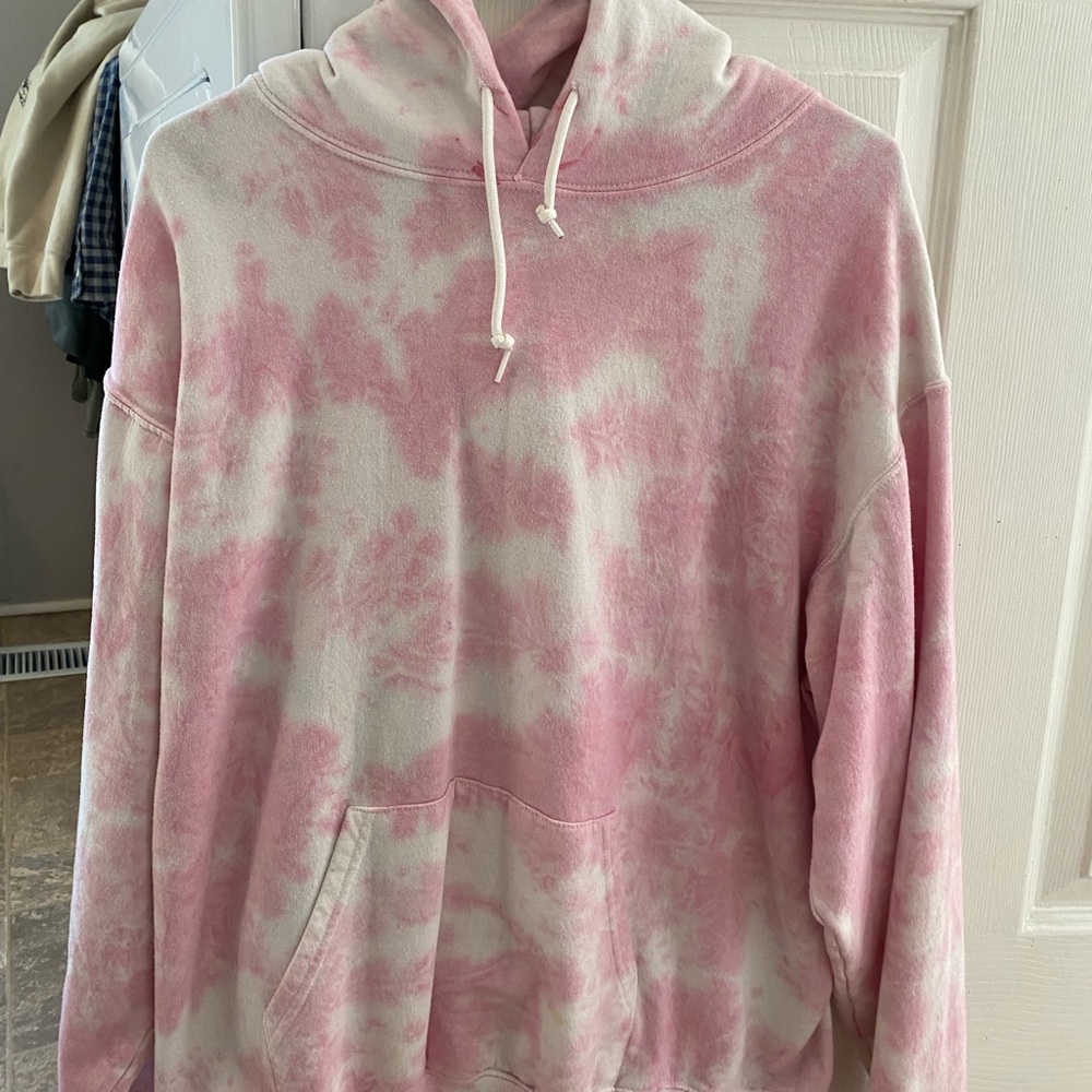 Pink and white tie dye hoodie